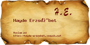 Hayde Erzsébet névjegykártya